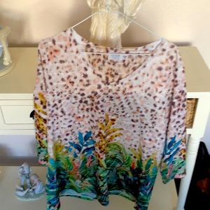Time and True Tropical top. Can dress up or down. Great for summer.